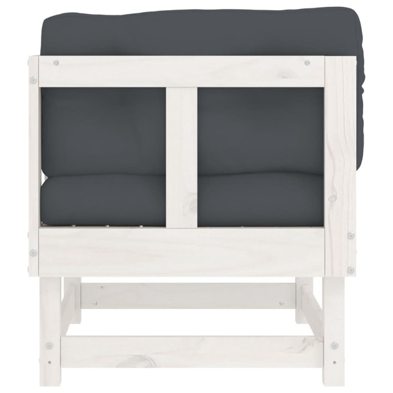 Produktbild för Hörnsektion till soffa med dynor vit massiv furu