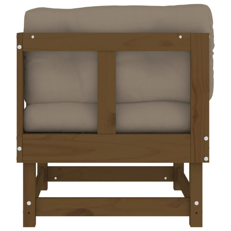 Produktbild för Hörnsektion till soffa med dynor honungsbrun massiv furu