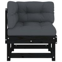Miniatyr av produktbild för Hörnsektion till soffa med dynor svart massiv furu