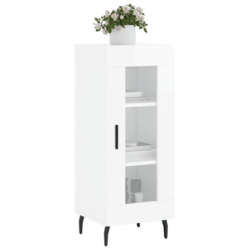 Produktbild för Skåp vit högglans 34,5x34x90 cm konstruerat trä