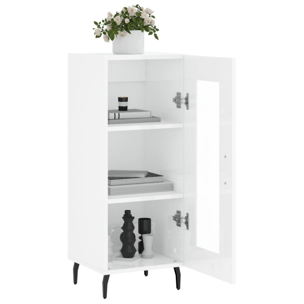 Produktbild för Skåp vit högglans 34,5x34x90 cm konstruerat trä