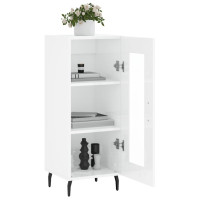 Produktbild för Skåp vit högglans 34,5x34x90 cm konstruerat trä