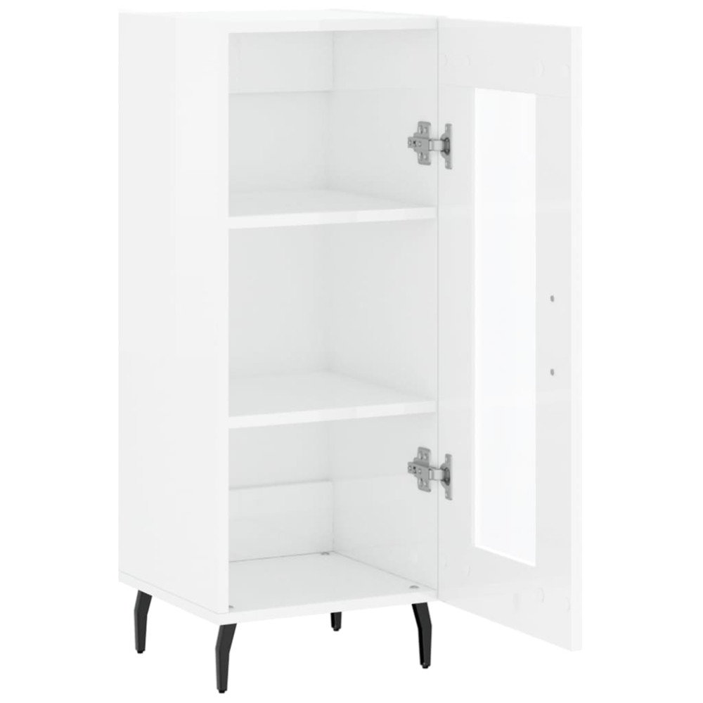 Produktbild för Skåp vit högglans 34,5x34x90 cm konstruerat trä