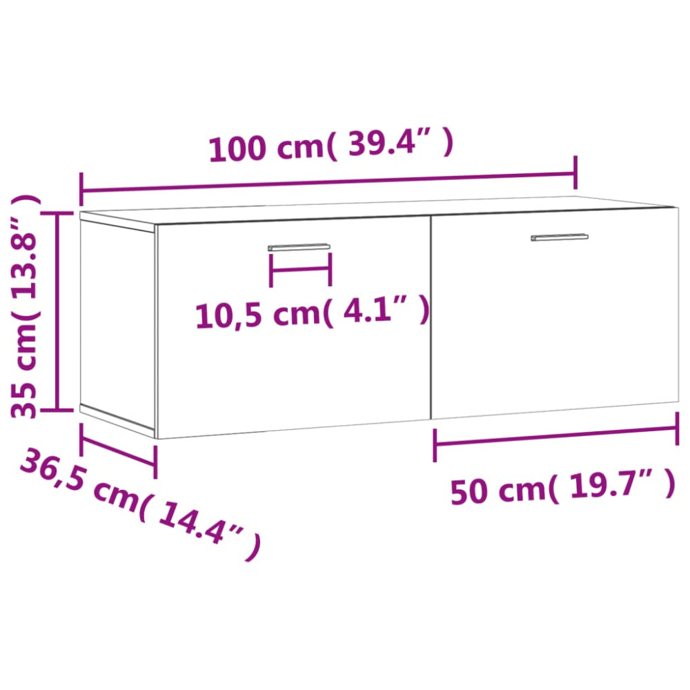 Produktbild för Väggskåp vit 100x36,5x35 cm konstruerat trä