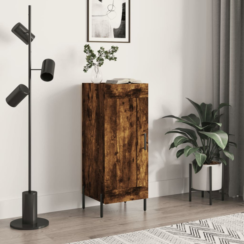 Produktbild för Skänk rökfärgad ek 34,5x34x90 cm konstruerat trä