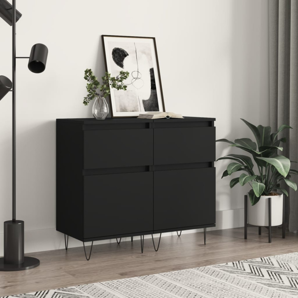Produktbild för Byråer 2 st svart 40x35x70 cm konstruerat trä