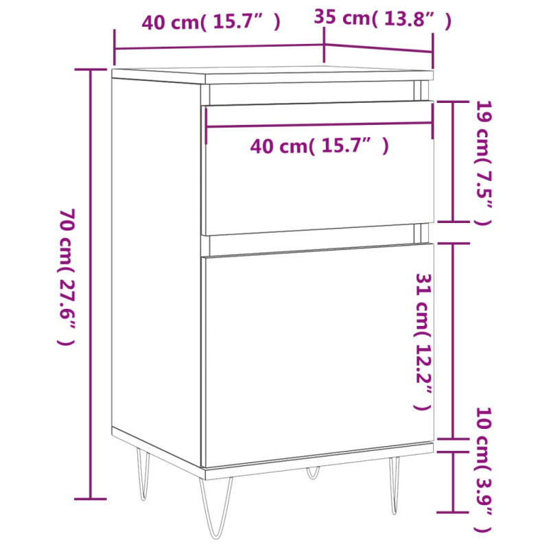 Produktbild för Byrå betonggrå 40x35x70 cm konstruerat trä