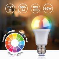Produktbild för WiFi Smart E27 LED RGBW 9W 806 lm