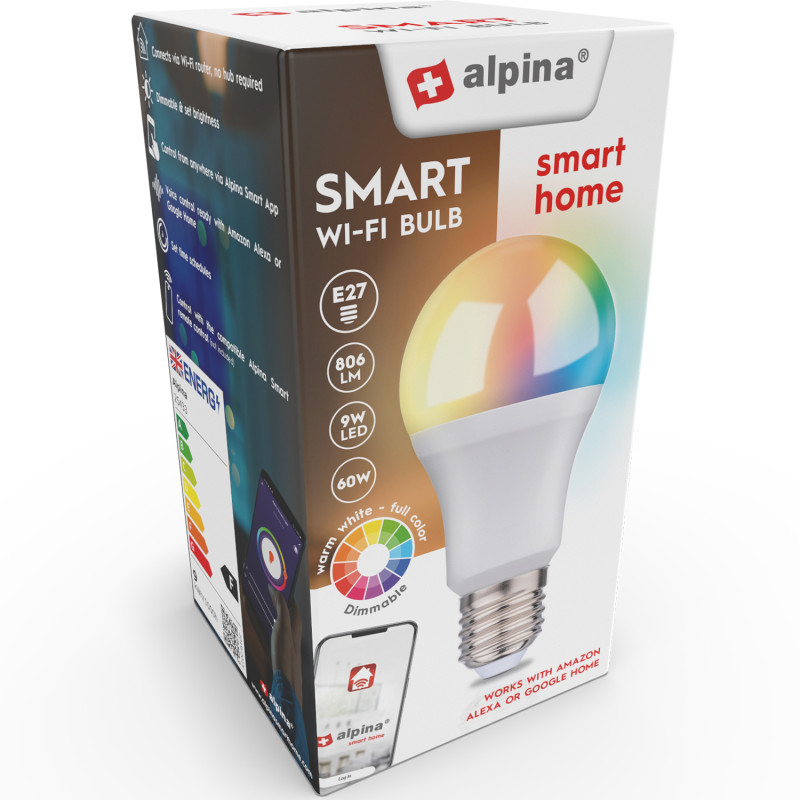 Produktbild för WiFi Smart E27 LED RGBW 9W 806 lm