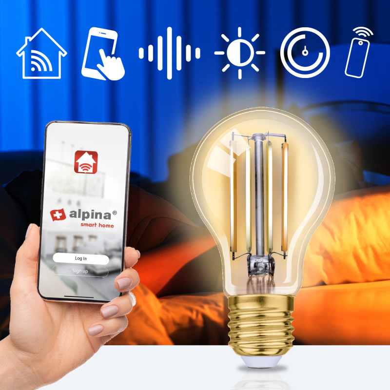 Produktbild för WiFi Smart E27 LED Filament Varmvit 5,5W 470 lm