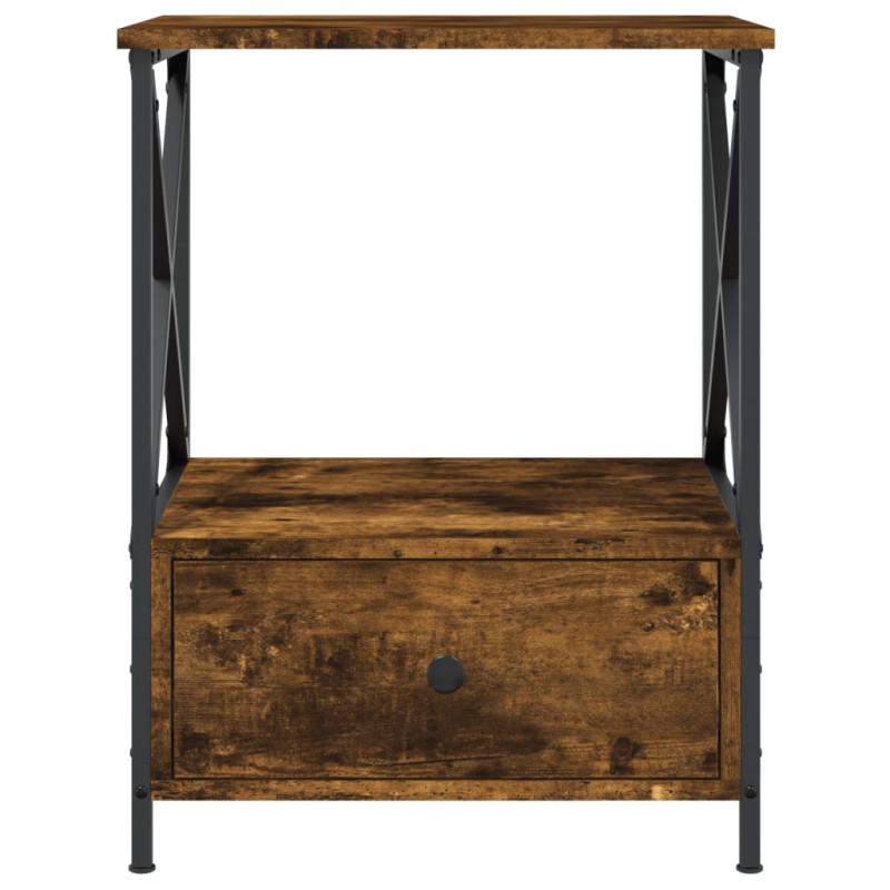 Produktbild för Sängbord 2 st rökfärgad ek 50x41x65 cm konstruerat trä