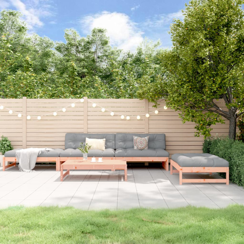 Produktbild för Loungegrupp för trädgården med dynor 5 delar massiv douglasgran