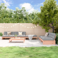 Produktbild för Loungegrupp för trädgården med dynor 6 delar massiv douglasgran