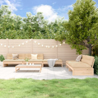 Produktbild för Loungegrupp för trädgården med dynor 6 delar massivt trä