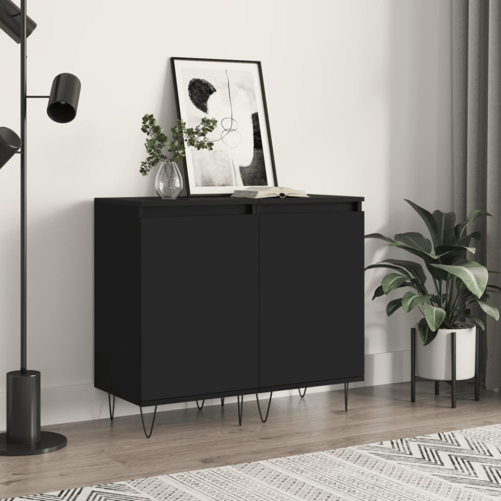 Produktbild för Byråer 2 st svart 40x35x70 cm konstruerat trä
