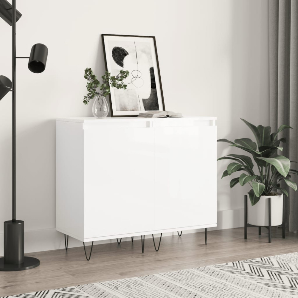 Produktbild för Byråer 2 st vit högglans 40x35x70 cm konstruerat trä