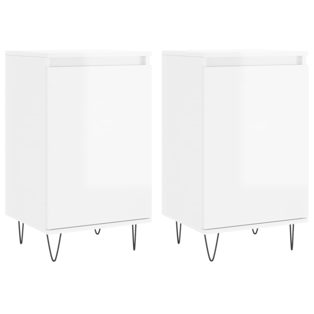 Produktbild för Byråer 2 st vit högglans 40x35x70 cm konstruerat trä