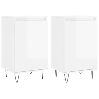Produktbild för Byråer 2 st vit högglans 40x35x70 cm konstruerat trä