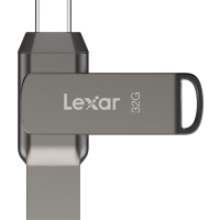 Produktbild för Lexar JumpDrive Dual Drive D400 Type-C/Type-C & Type-A, up to 100MB/s read (USB 3.1) 32GB