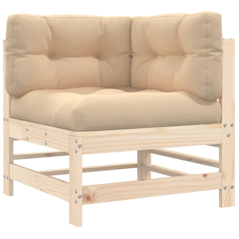 Produktbild för Hörnsektion till soffa med dynor massiv furu