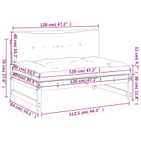 Produktbild för Mittensoffa grå 120x80 cm massiv furu