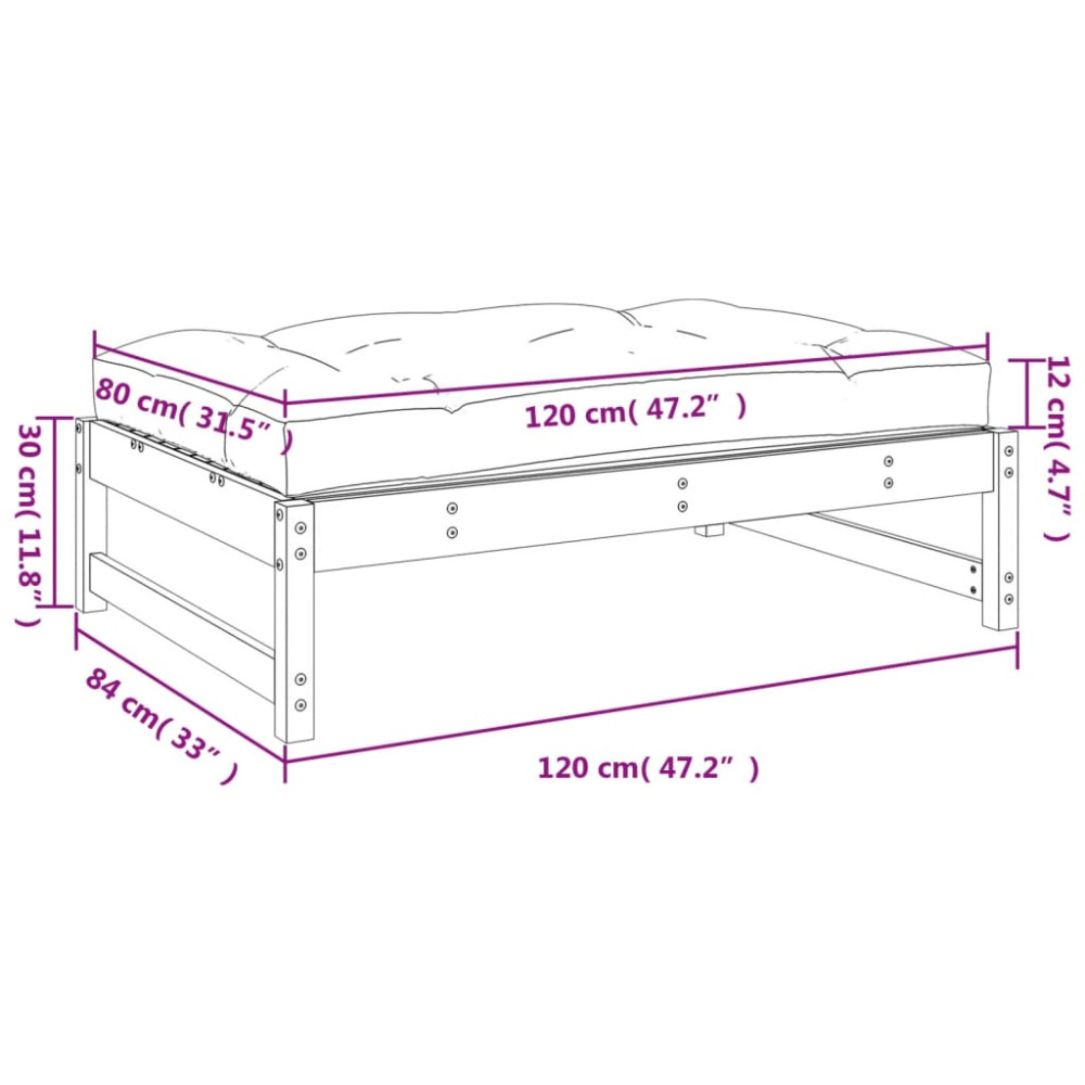 Produktbild för Fotpall för trädgården 120x80 cm massiv furu