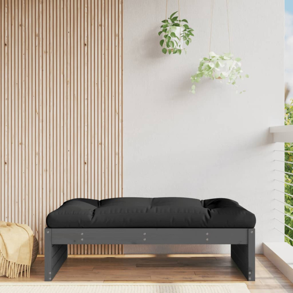 Produktbild för Fotpall för trädgården grå 120x80 cm massiv furu