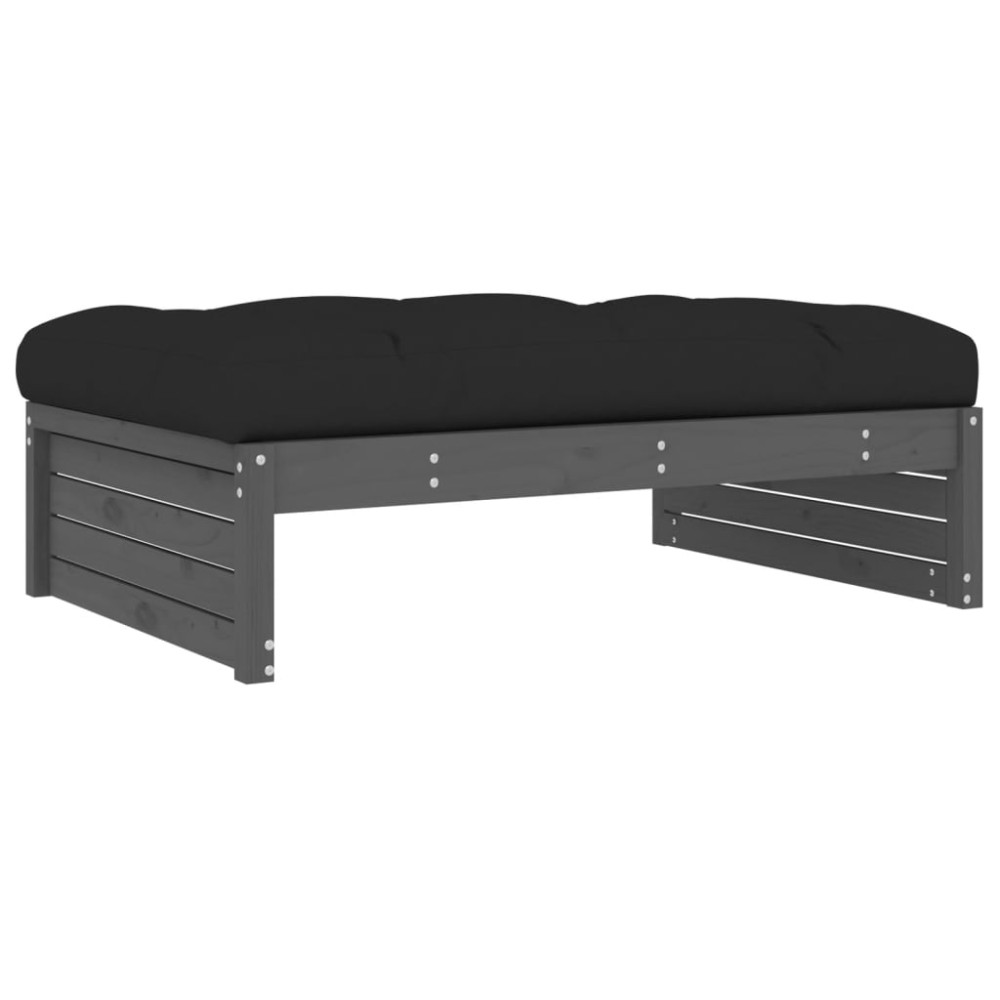 Produktbild för Fotpall för trädgården grå 120x80 cm massiv furu