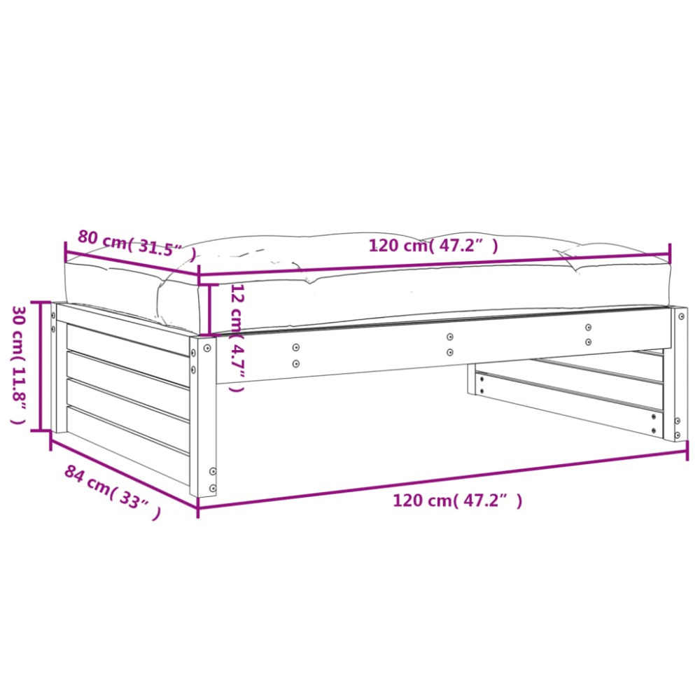 Produktbild för Fotpall för trädgården grå 120x80 cm massiv furu