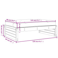 Produktbild för Fotpall för trädgården grå 120x80 cm massiv furu