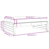 Produktbild för Fotpall för trädgården svart 120x80 cm massiv furu