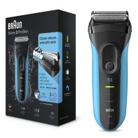 Produktbild för Braun Series 3 3010 Wet & Dry Folierakapparat Trimmer Svart, Blå