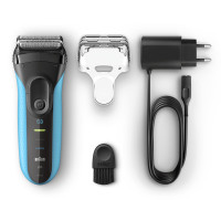 Produktbild för Braun Series 3 3010 Wet & Dry Folierakapparat Trimmer Svart, Blå