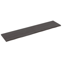 Produktbild för Vägghylla mörkbrun 220x50x(2-4) cm behandlad massiv ek