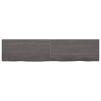 Produktbild för Vägghylla mörkbrun 220x50x(2-4) cm behandlad massiv ek