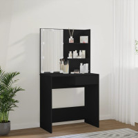 Produktbild för Sminkbord med LED svart 74,5x40x141 cm