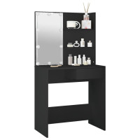Produktbild för Sminkbord med LED svart 74,5x40x141 cm