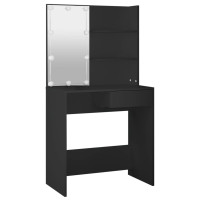 Produktbild för Sminkbord med LED svart 74,5x40x141 cm
