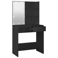 Produktbild för Sminkbord med LED svart 74,5x40x141 cm
