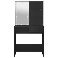 Produktbild för Sminkbord med LED svart 74,5x40x141 cm