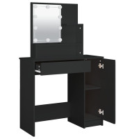 Produktbild för Sminkbord med LED svart 86,5x35x136 cm