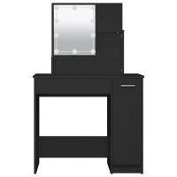 Produktbild för Sminkbord med LED svart 86,5x35x136 cm