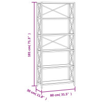 Produktbild för Bokhylla med 6 hyllplan 80x30x181 cm massiv ek