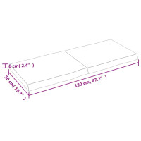 Produktbild för Bordsskiva 120x50x(2-6) cm obehandlad massiv ek levande kant