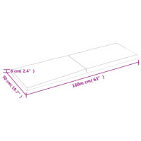 Produktbild för Bordsskiva 160x50x(2-6) cm obehandlad massiv ek levande kant