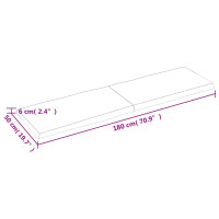 Produktbild för Bordsskiva 180x50x(2-6) cm obehandlad massiv ek levande kant