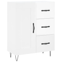 Produktbild för Skänk vit högglans 69,5x34x90 cm konstruerat trä