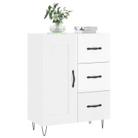 Produktbild för Skänk vit högglans 69,5x34x90 cm konstruerat trä