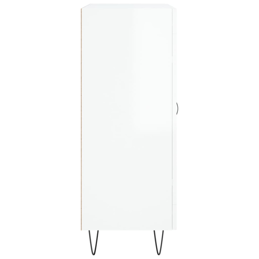 Produktbild för Skänk vit högglans 69,5x34x90 cm konstruerat trä