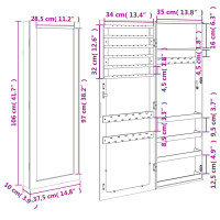 Produktbild för Spegelskåp vit väggmonterat 37,5x10x106 cm